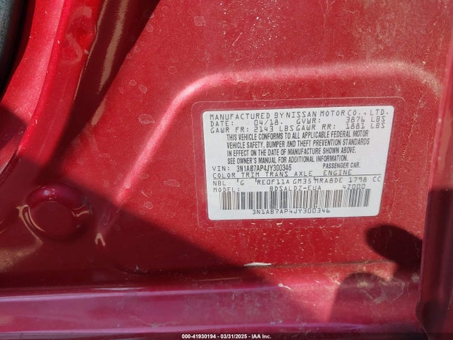 3N1AB7AP4JY300346 Nissan SENTRA SV