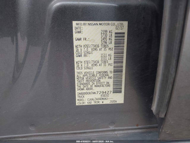 1N6DD0ER7HN729427 Nissan Frontier Desert Runner