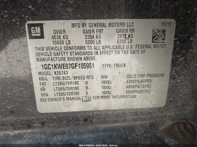 1GC1KWE87GF105951 Chevrolet Silverado 2500hd Ltz