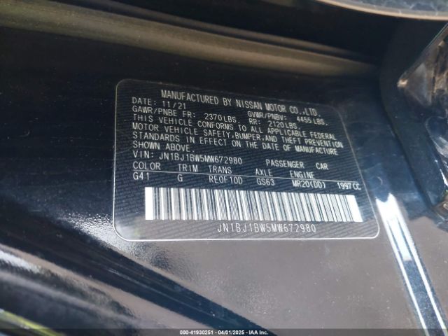 JN1BJ1BW5MW672980 Nissan Rogue Sport Sv Awd Xtronic Cvt