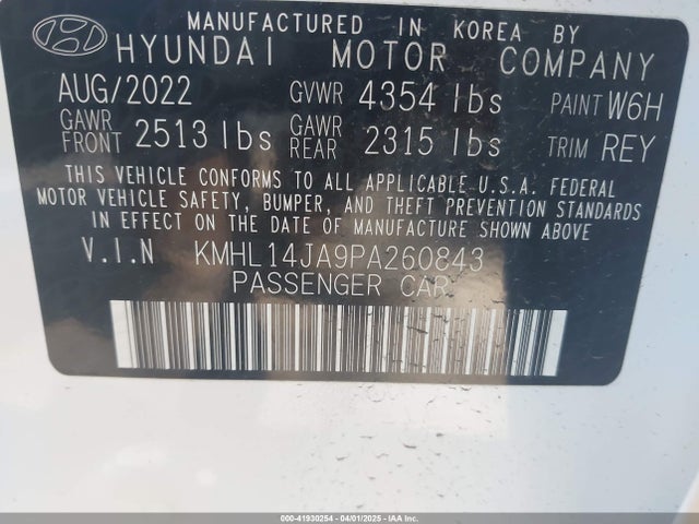 KMHL14JA9PA260843 Hyundai SONATA SEL