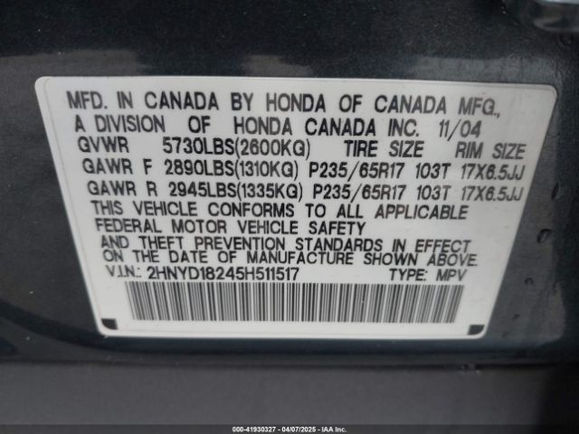 2005 ACURA MDX 2HNYD18245H511517 Photo 8
