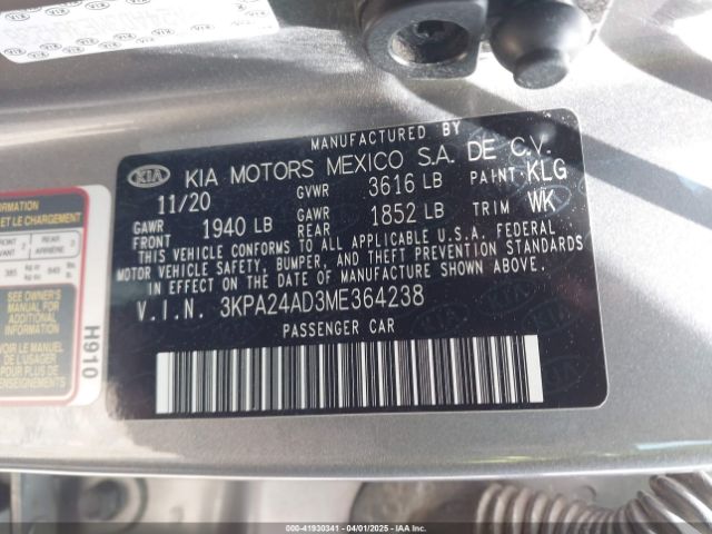 3KPA24AD3ME364238 KIA RIO S