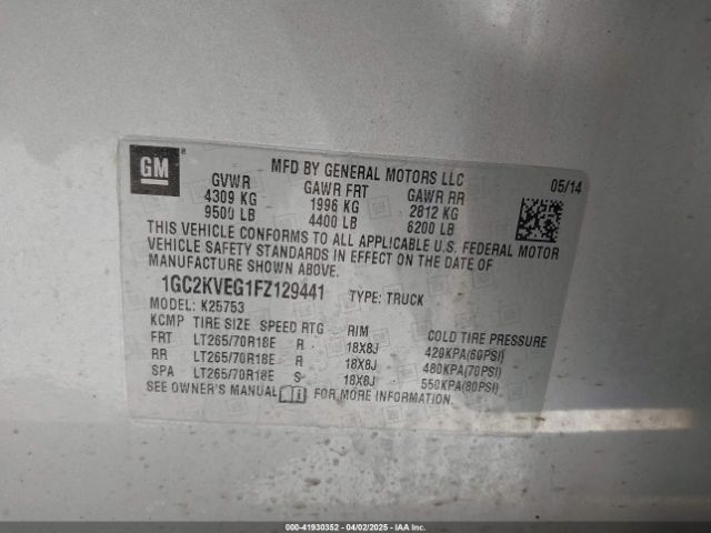 1GC2KVEG1FZ129441 Chevrolet Silverado 2500hd Lt