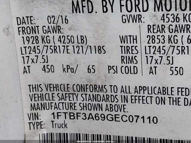 Ford F-350 Xl 2016 1FTBF3A69GEC07110 Image 9