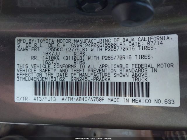 3TMLU4EN3EM163162 Toyota Tacoma Base V6
