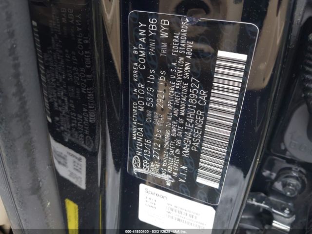 KMHGN4JE4HU189527 Genesis G80 3.8