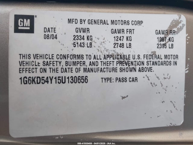 2005 CADILLAC DEVILLE 1G6KD54Y25U129354 Photo 8