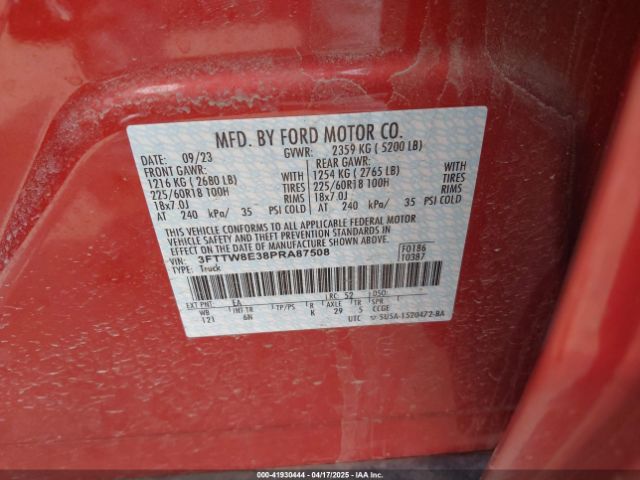 3FTTW8E38PRA87508 Ford Maverick Lariat