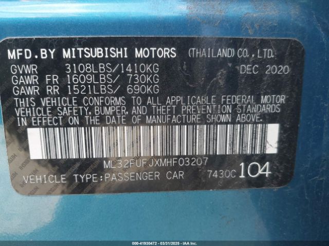 ML32FUFJXMHF03207 Mitsubishi Mirage G4 Carbonite Edition/es/le