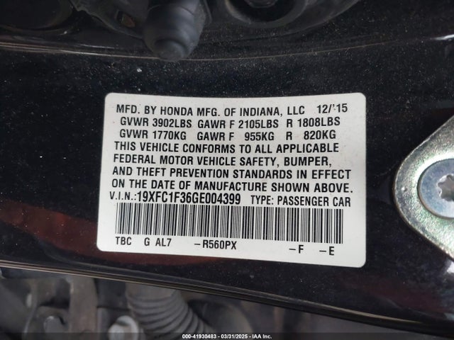 19XFC1F36GE004399 Honda Civic Ex-t