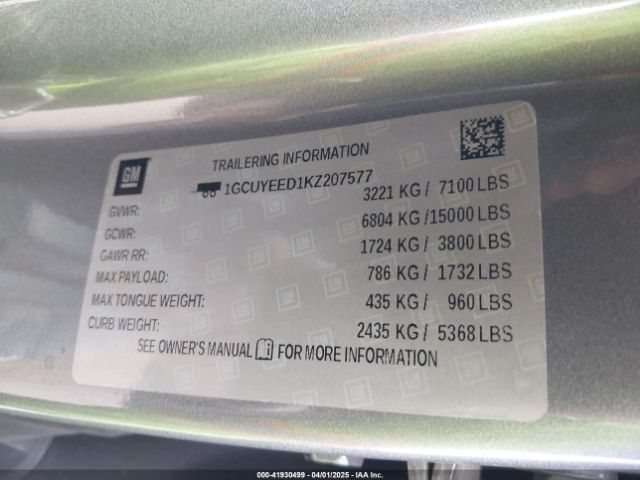 1GCUYEED1KZ207577 Chevrolet Silverado 1500 Rst