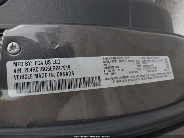Chrysler Pacifica Touring L 2020 2C4RC1BG6LR247919 Image 9
