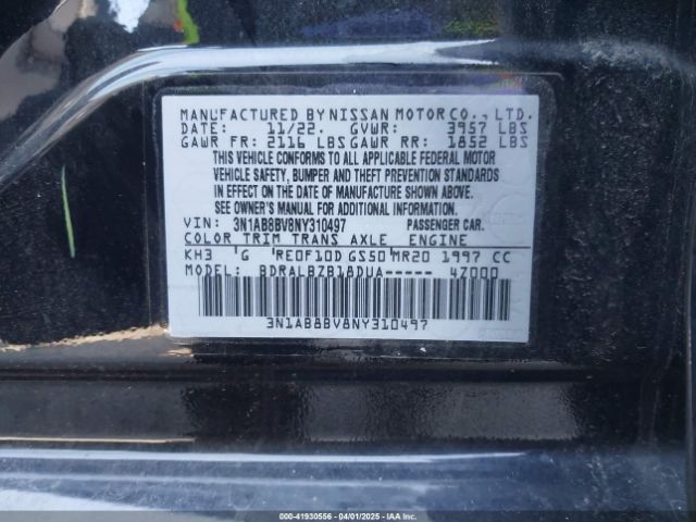 3N1AB8BV8NY310497 Nissan Sentra S Xtronic Cvt
