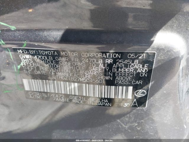 JTHGZ1B27M5045601 Lexus Is 350 F Sport