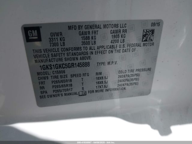 1GKS1GKC5GR145888 GMC Yukon Xl Slt