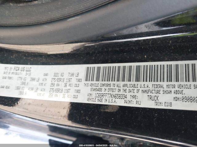 1C6SRFFT7KN658334 RAM 1500 Big Horn/lone Star  4x4 5'7 Box