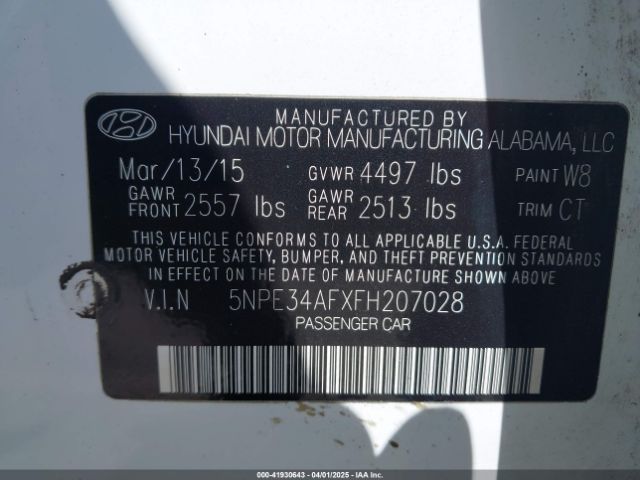 5NPE34AFXFH207028 Hyundai Sonata Sport
