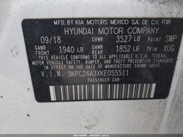 3KPC24A3XKE055511 Hyundai ACCENT SE