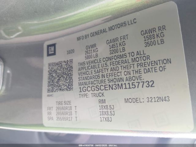 1GCGSCEN3M1157732 Chevrolet Colorado 2wd  Short Box Lt