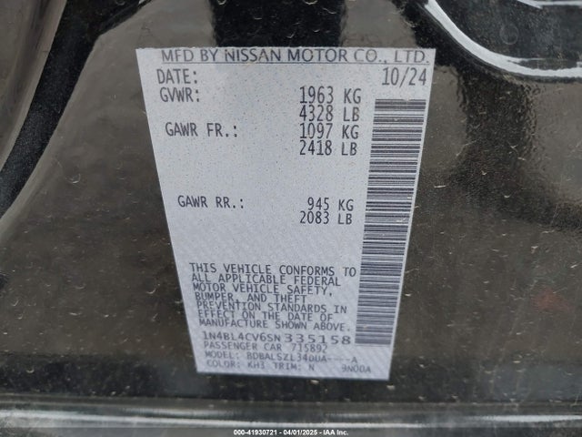 1N4BL4CV6SN335158 Nissan Altima Sr Fwd