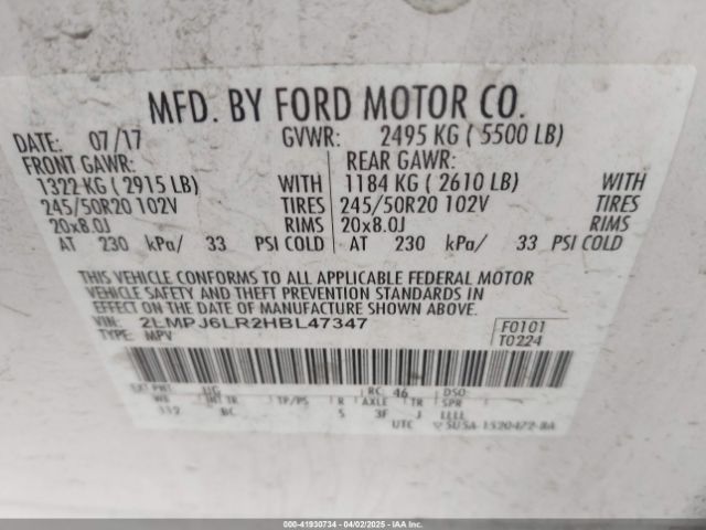 2LMPJ6LR2HBL47347 Lincoln Mkx Reserve