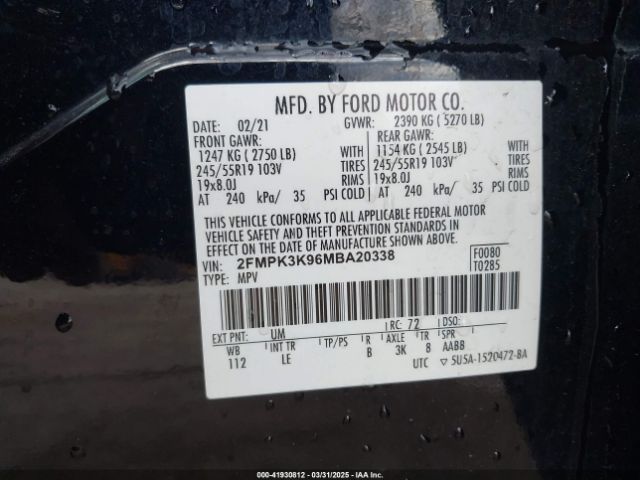 2021 FORD EDGE 2FMPK3K96MBA20338 Photo 8