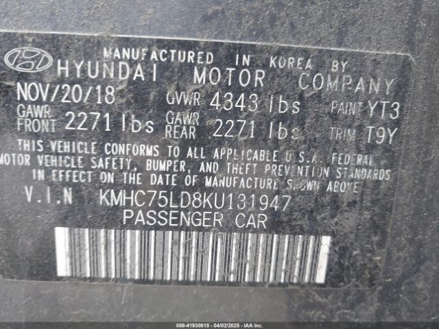 KMHC75LD8KU131947 Hyundai Ioniq Plug-in Hybrid Limited