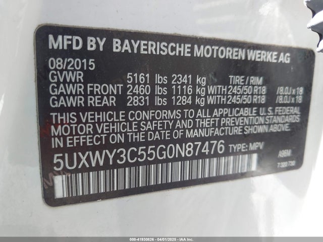5UXWY3C55G0N87476 BMW X3 Xdrive28d