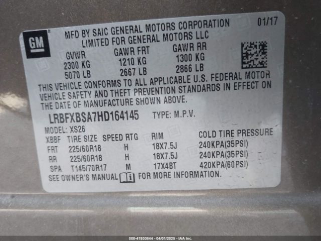 LRBFXBSA7HD164145 Buick Envision Essence