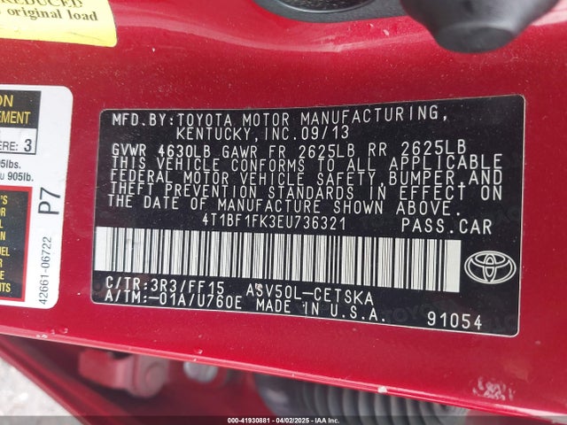 4T1BF1FK3EU736321 Toyota CAMRY SE