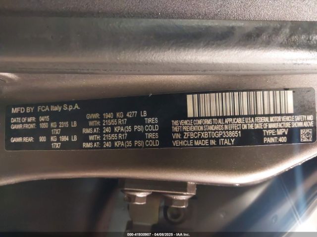 ZFBCFXBT0GP338651 Fiat 500x Easy