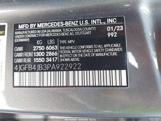 4JGFB4JB3PA922922 Mercedes-Benz m264