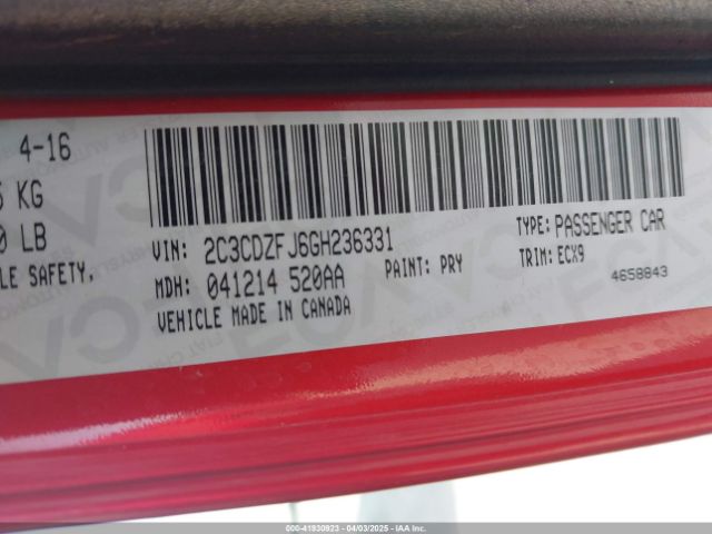 2C3CDZFJ6GH236331 Dodge Challenger 392 Hemi Scat Pack Shaker