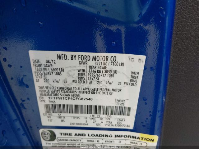 2012 FORD F-150 1FTFW1CF4CFC82546 Photo 8