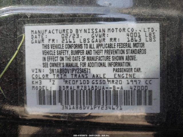 3N1AB8DV1PY234671 Nissan Sentra Sr Xtronic Cvt