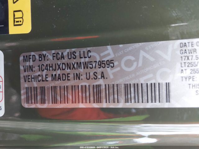 1C4HJXDNXMW579595 Jeep Wrangler Unlimited Willys 4x4