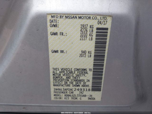 1N4AL3AP1HC249318 Nissan Altima 2.5 S