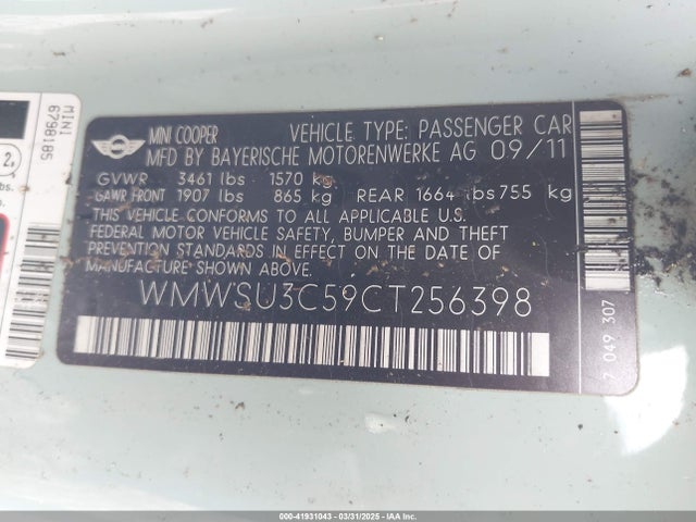2012 MINI COOPER WMWSU3C59CT256398 Photo 8