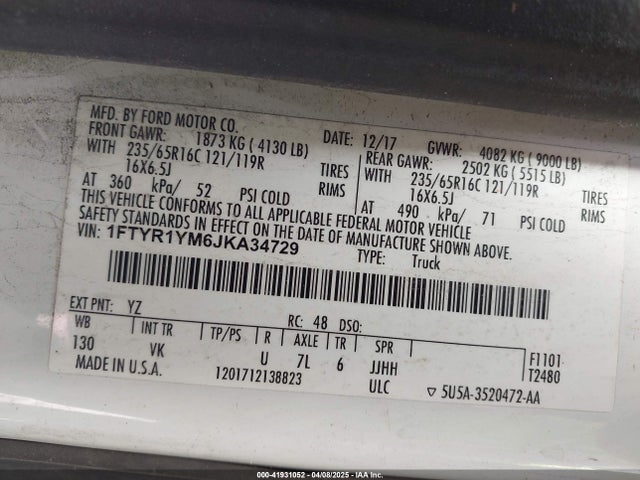 1FTYR1YM6JKA34729 Ford Transit-250