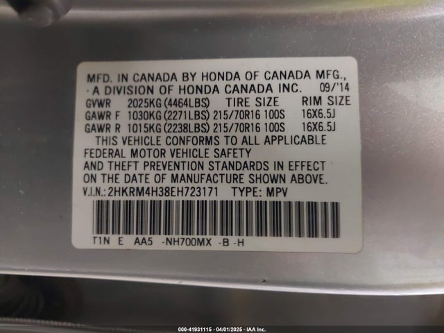 2HKRM4H38EH723171 Honda CR-V LX