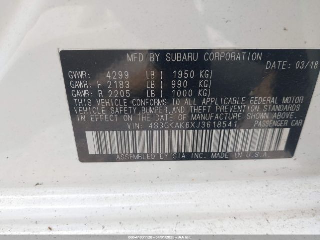 4S3GKAK6XJ3618541 Subaru Impreza 2.0i Sport