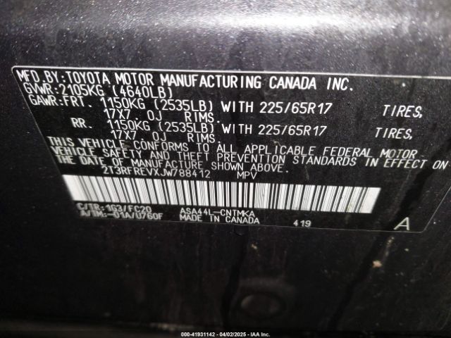 2T3RFREVXJW788412 Toyota Rav4 Xle