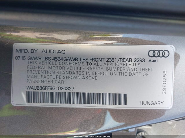 WAUB8GFF8G1020827 Audi A3 PREMIUM