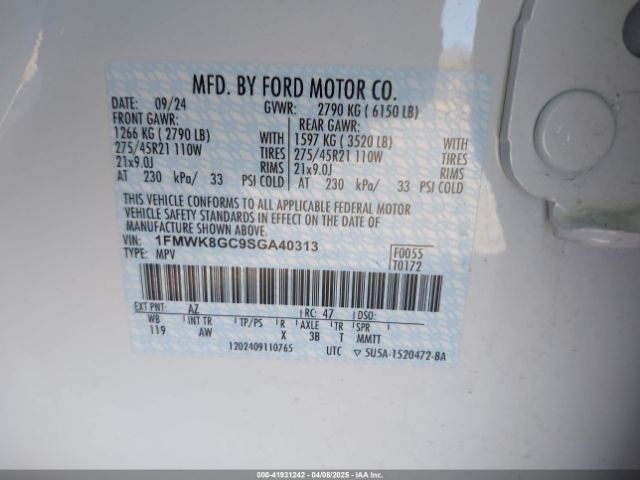1FMWK8GC9SGA40313 Ford Explorer St