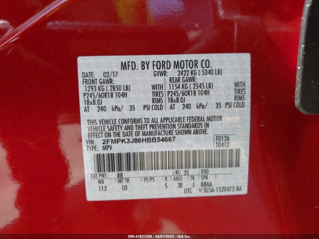 2FMPK3J86HBB54667 Ford EDGE SEL