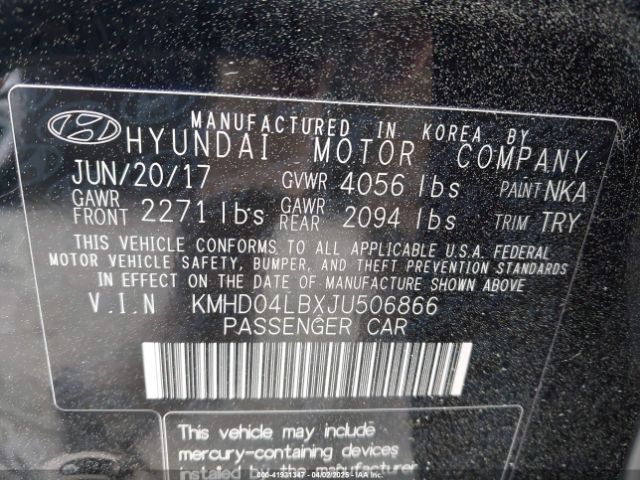 KMHD04LBXJU506866 Hyundai Elantra Sport