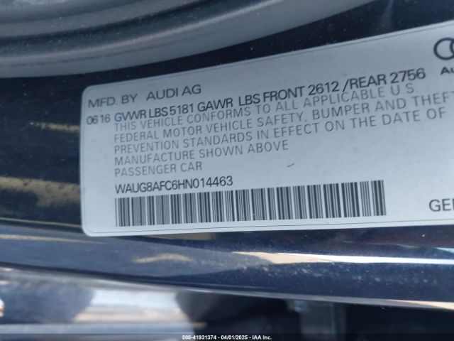 WAUG8AFC6HN014463 Audi A6 2.0t Premium