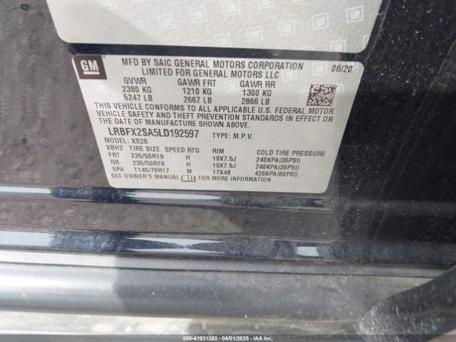 LRBFX2SA5LD192597 Buick Envision Awd Essence