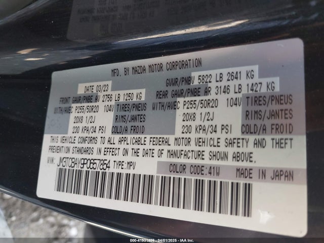 JM3TCBAY9P0657854 Mazda Cx-9 Touring Plus